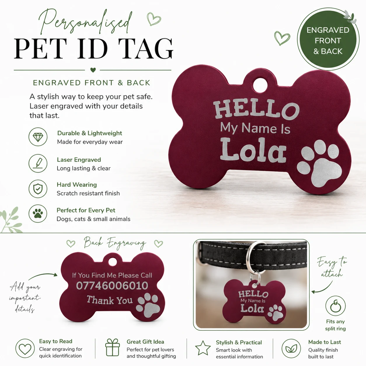 Personalized Bone Dog Tag