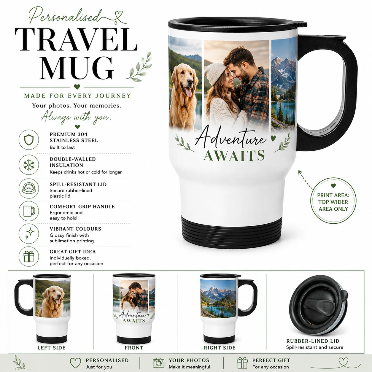 Personalised 14oz Stainless Steel Travel Mug