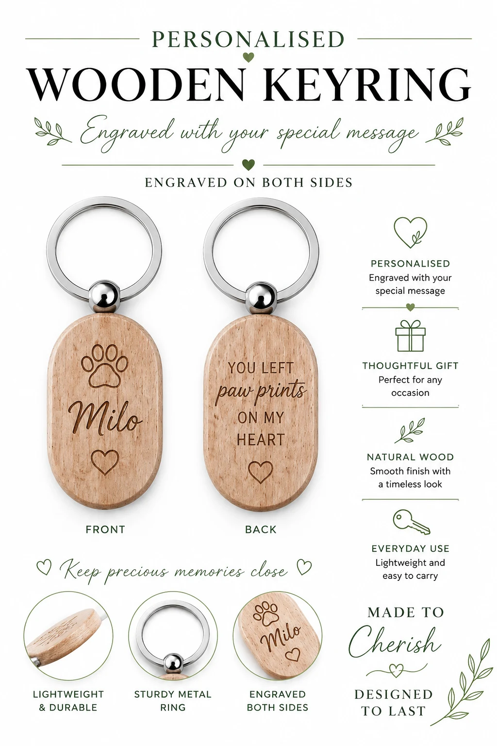 Personalised Engraved Wooden Keyring