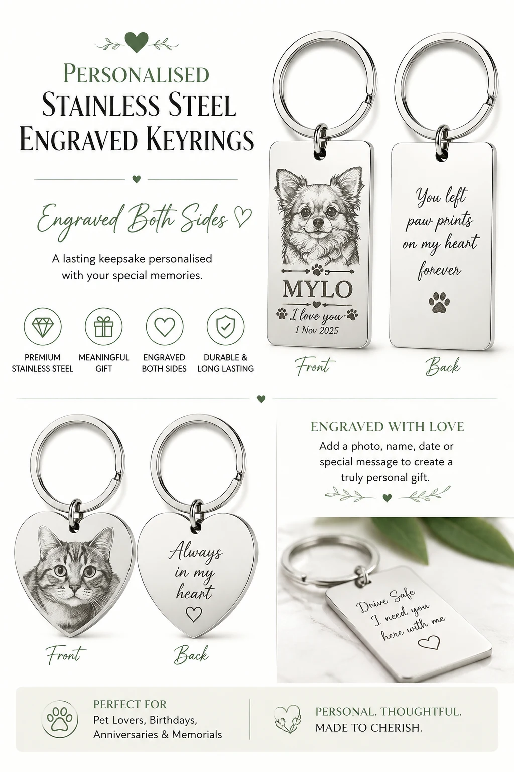 Personalised Stainless Steel Engraved Keyring