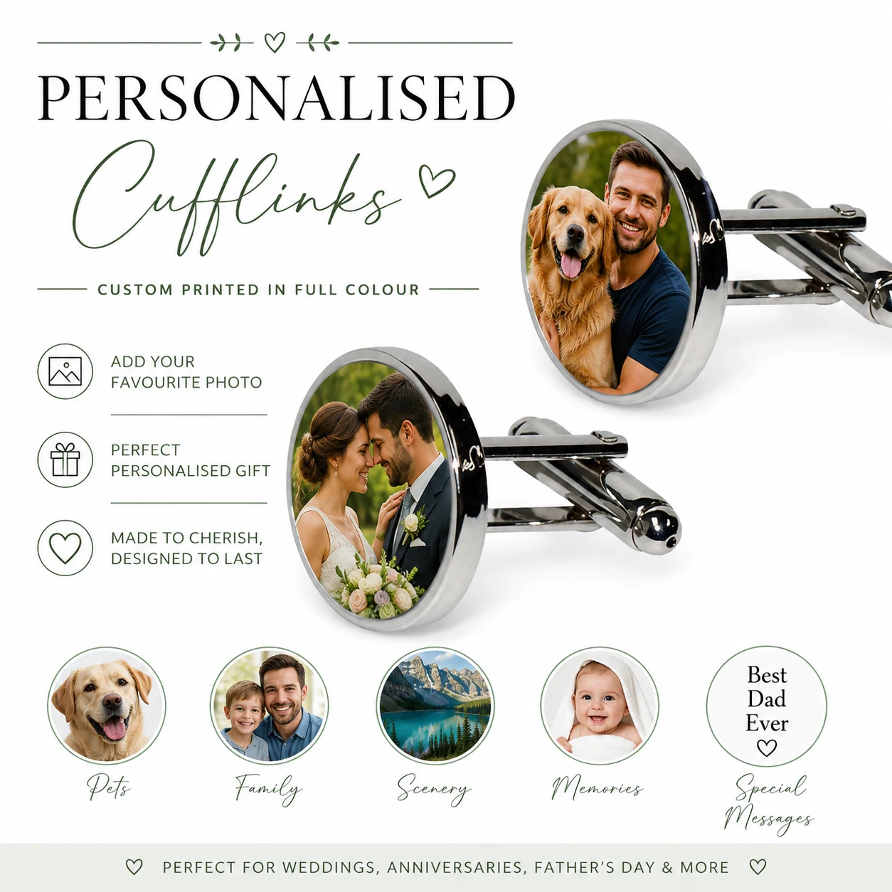 Personalised Photo Cufflinks with Gift Box