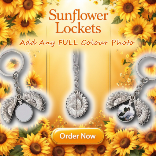 Personalized Sunflower Locket Keychain