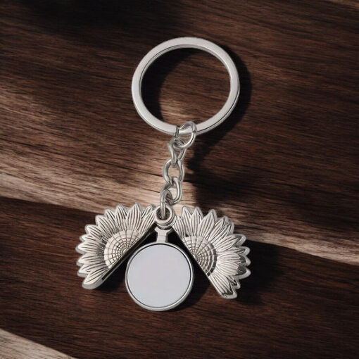 Personalized Sunflower Locket Keychain - Image 3